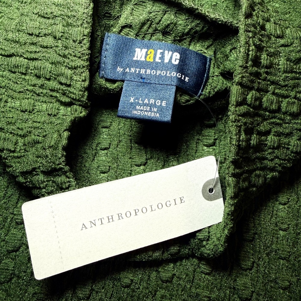 Maeve Anthropologie Green Textured Bubble Knit Mock Neck Top Womens XL NWT - Picture 3 of 10